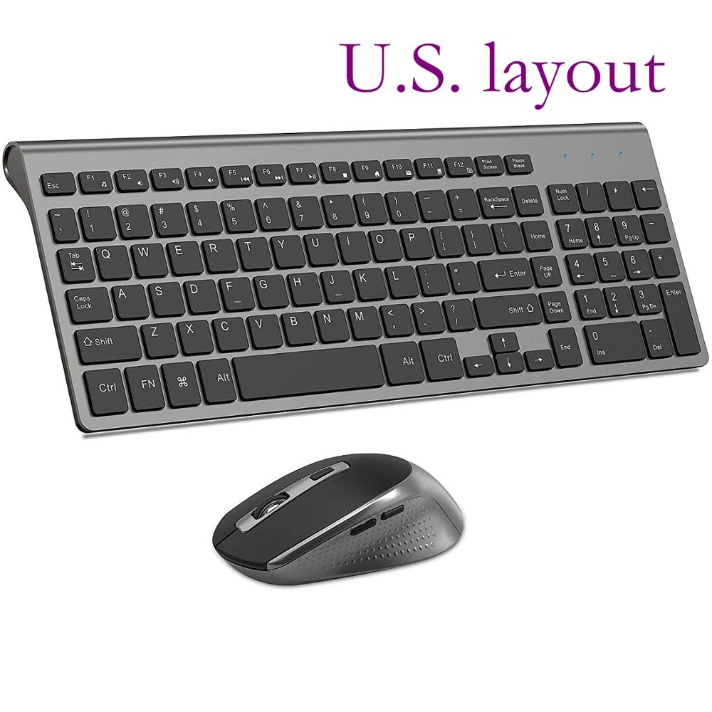 2.4G Wireless Keyboard & Mouse Combo Set, Portable, Multi-Language Layout