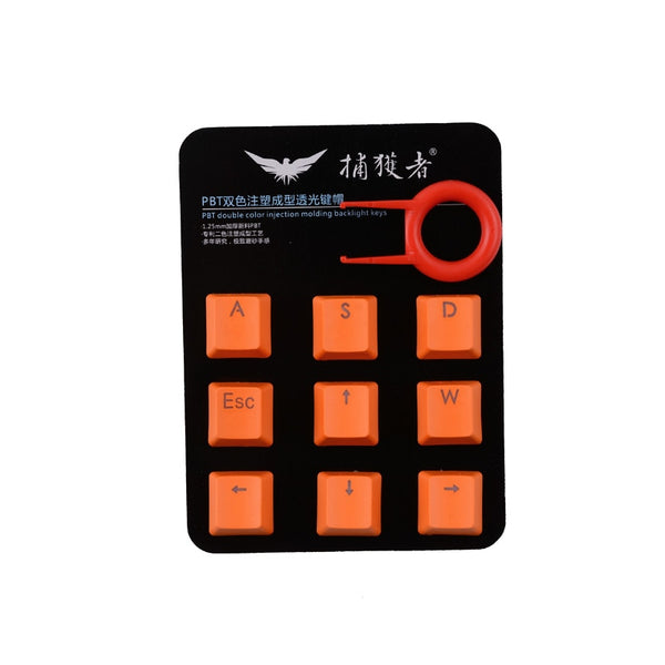 9 Keys PBT Shine Through Keycaps For Cherry MX Mechanical Keyboards with ESC, WASD, Arrows