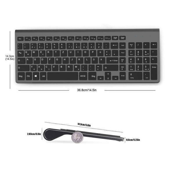 2.4G Wireless Keyboard & Mouse Combo Set, Portable, Multi-Language Layout