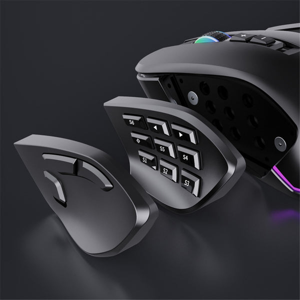 AULA RGB Wired MMO Gaming Mouse 14 Buttons Modular Sideplates
