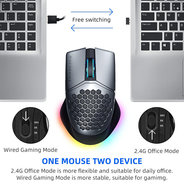 Machenike Wireless RGB Gaming Mouse PMW3335 Sensor 85g 16000DPI