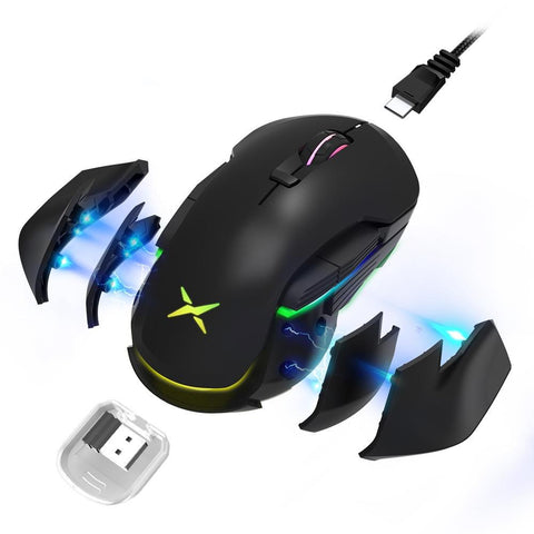 Delux Wireless RGB Gaming Mouse PMW3389 Sensor, 8 Buttons, Left and Right Hand