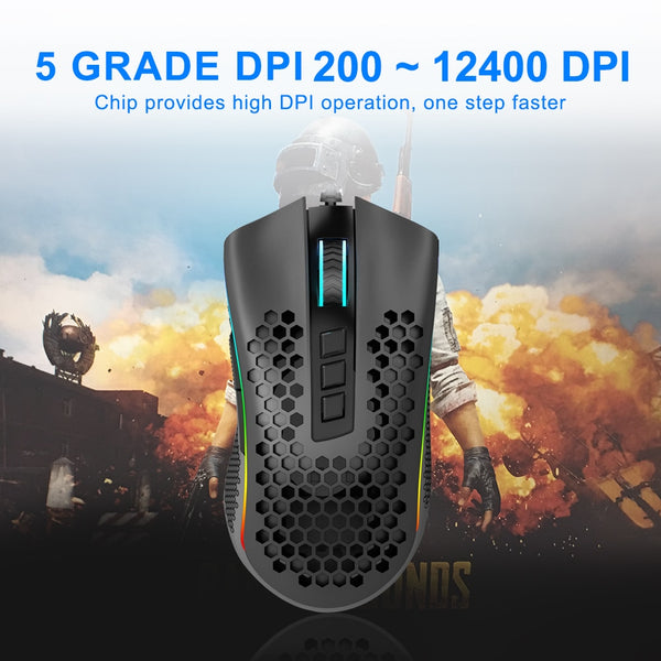 Storm Honeycomb USB Wired RGB Gaming Mouse PWM3327 Sensor, 8 Buttons, 12400 DPI