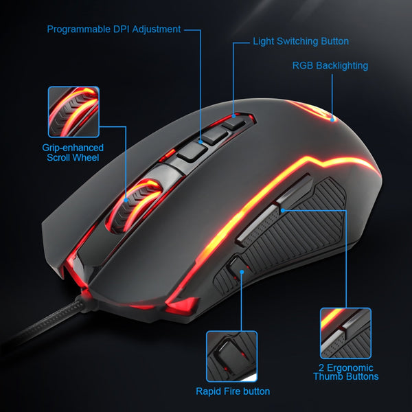 Ranger RGB USB Wired Gaming Mouse 6200 DPI, 9 Buttons