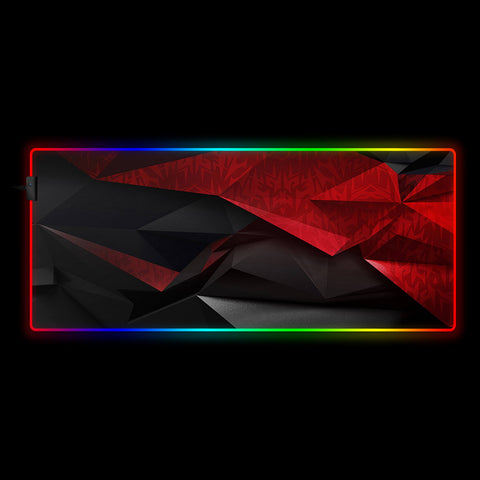 Red & Black Shards Design RGB Illuminated Gamer Mouse Pad