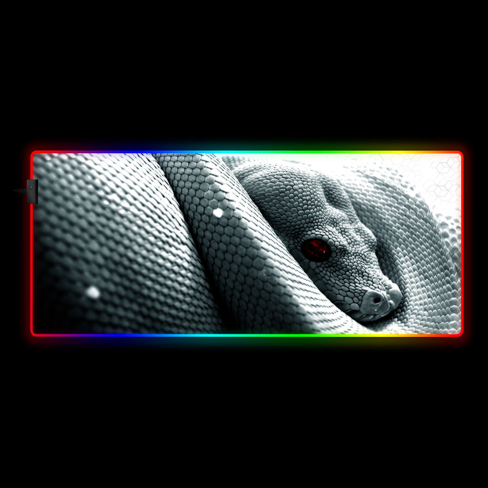 Snake Computer Mouse Albino Snake Design XL Size RGB Mouse Pad, Computer Desk Mat