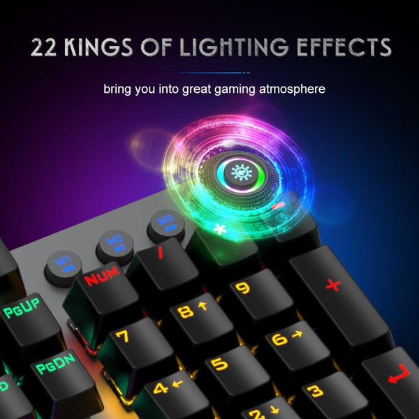 AULA 104 Keys Backlit Gaming Mechanical Keyboard with Wrist Support USB Wired - Multimedia and Light Multi-Switch