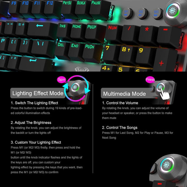 AULA 104 Keys Backlit Gaming Mechanical Keyboard with Wrist Support USB Wired - How To Use