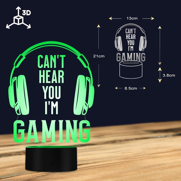 Can't Hear you I'm Gaming Design Night Light LED Table Lamp