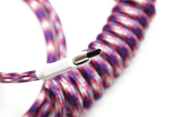 Nylon USB Type-C to USB A Coiled Cable for Mechanical Keyboards