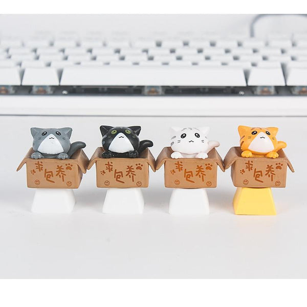 Cute Cat in A Box Design Custom Keyboard Keycaps