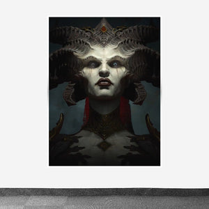Diablo Lilith Closeup Design Printed on Canvas Fabric