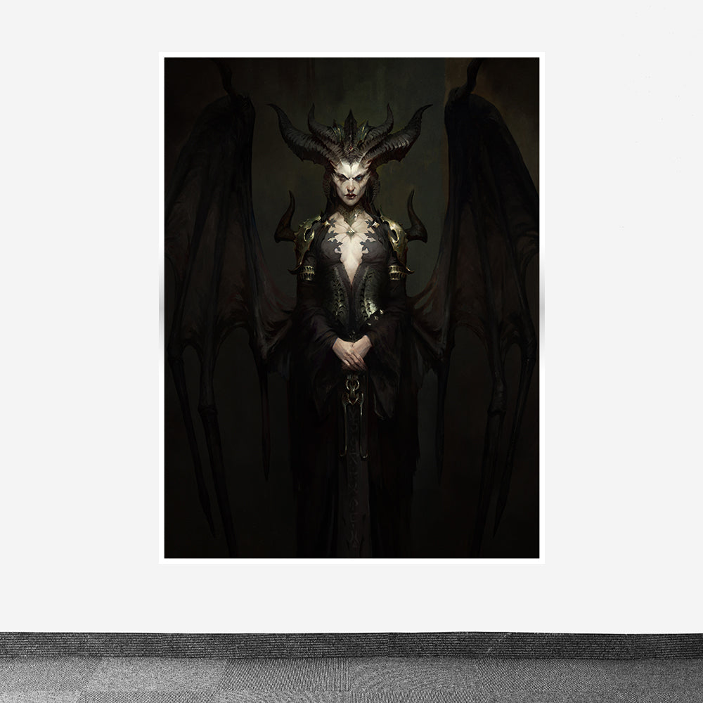 Diablo Lilith Design Printed on Canvas Fabric