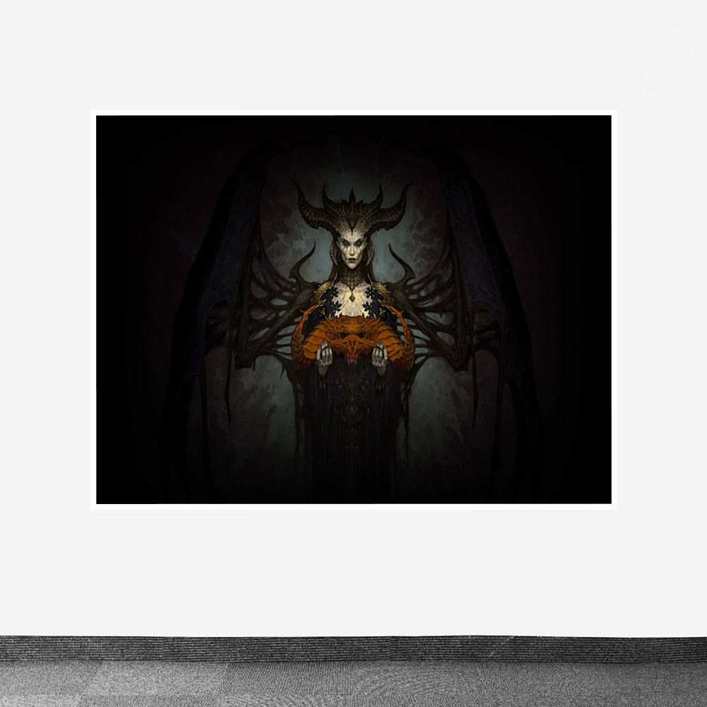 Diablo Lilith Skull Design Printed on Canvas Fabric