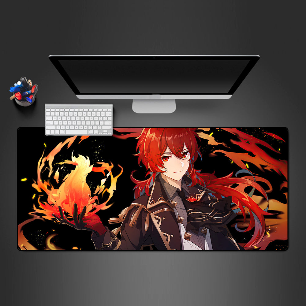 Diluc Flames Design Mousepad