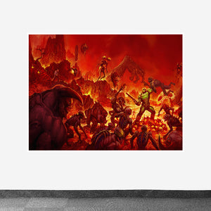 Doom Hell Design Printed on Canvas Fabric