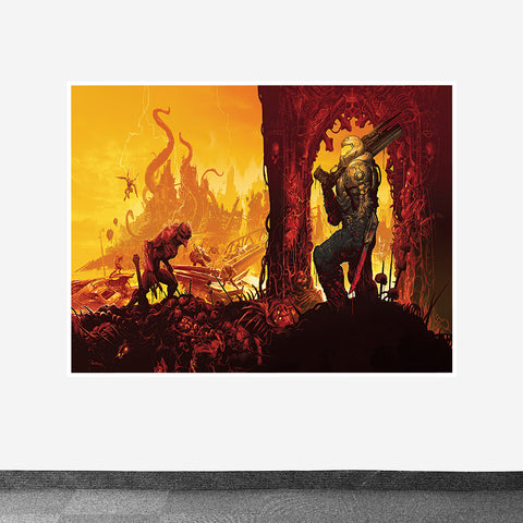 Doom Hell on Earth Design Printed on Canvas Fabric