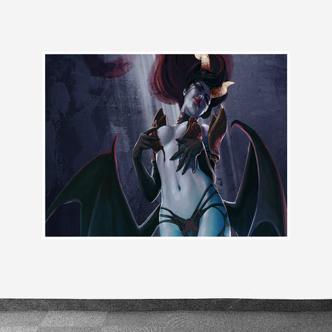 Dota 2 Queen of Pain Design Printed on Canvas Fabric