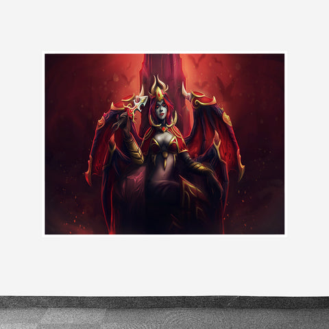Dota 2 Queen of Pain Throne Design Printed on Canvas Fabric