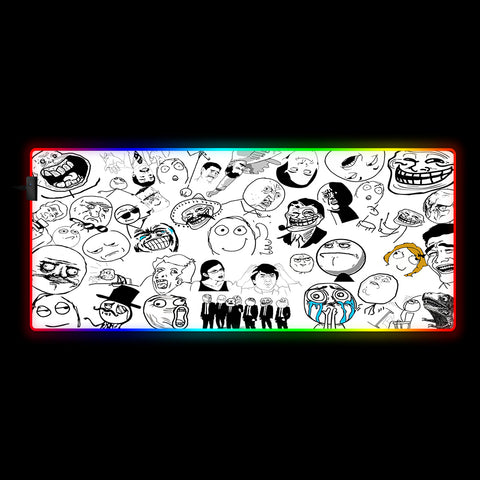 Meme Drawing Collection Design RGB Gamer Mouse Pad