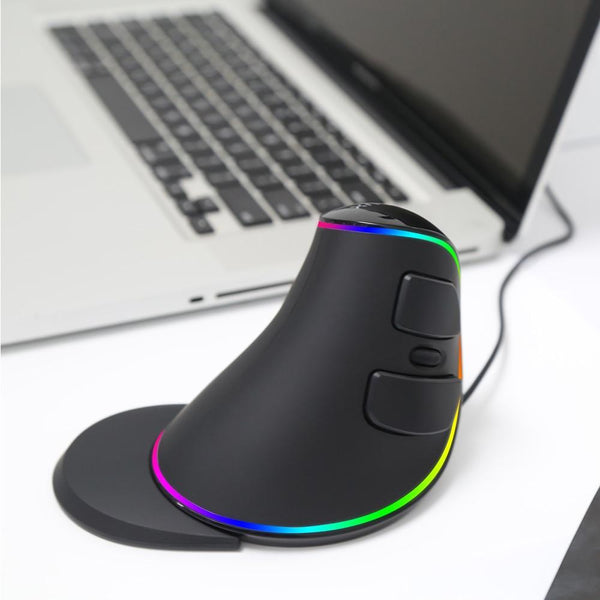 Delux RGB Wired/Wireless Ergonomics Vertical Mouse 6 Buttons, 4000 DPI - RGB Side