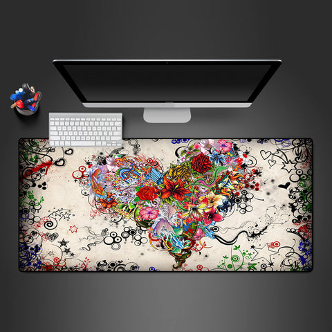 Floral Heart Design Mouse Pad