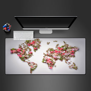 Flower World Map Design Desk Mat