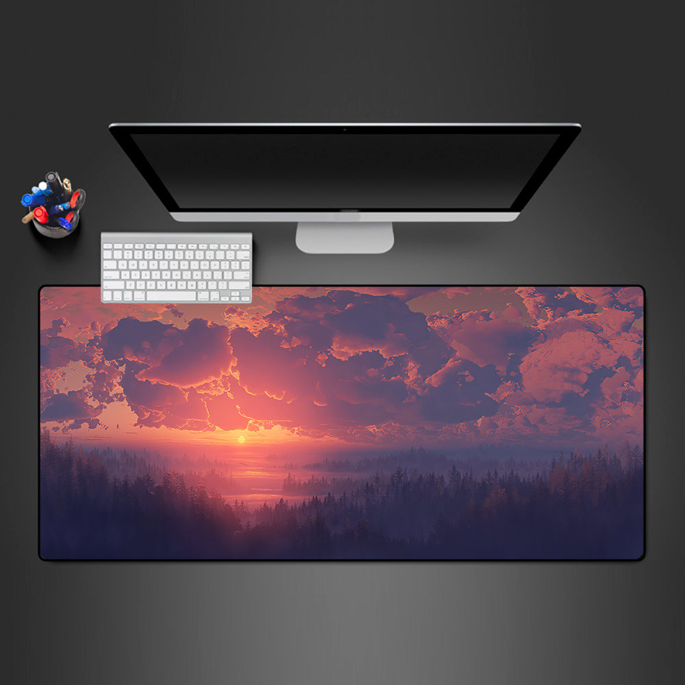 Foggy Sunset Design M-XXL Size Gaming Mouse Pad, Computer Desk Mat