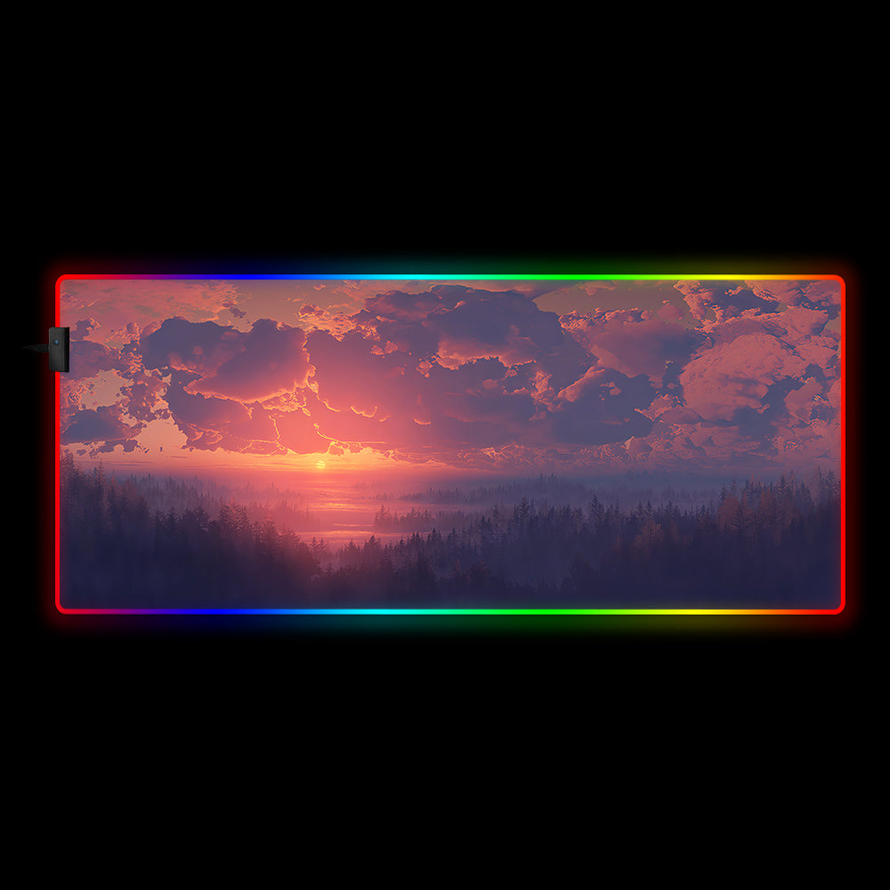 Foggy Sunset Design RGB Illuminated Mouse Pad