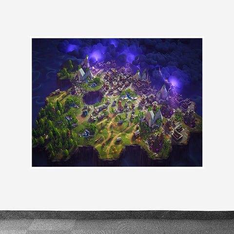 Fortnite Map Design Printed on Canvas Fabric