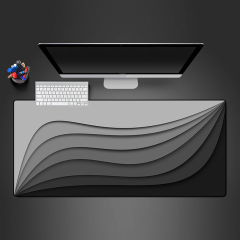 Grayscale Waves Design Gaming Mouse Pad