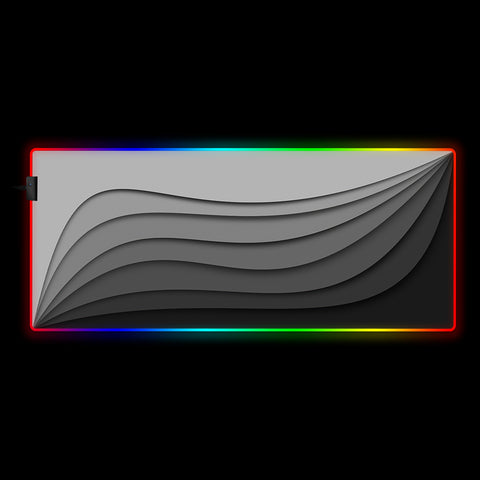 Grayscale Waves Design RGB Illuminated Gaming Mouse Pad