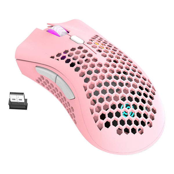 Honeycomb Shell Wireless Gaming Mouse Pink Color