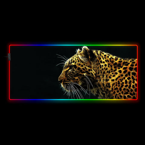 Leopard Design RGB Backlit Computer Desk Mat