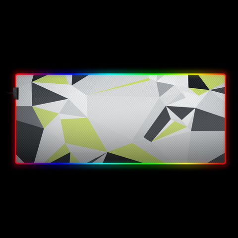 Lime & Gray Pattern Design RGB Gaming Mouse Pad