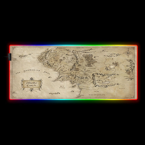 Middle Earth Map Design RGB Mouse Pad