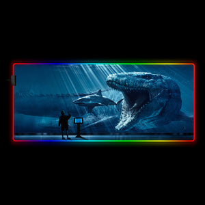 Mosasaurus Aquarium Design RGB Illuminated Computer Desk Mat