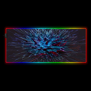 Neon Blue Geometry Design RGB Illuminated Mouse Pads