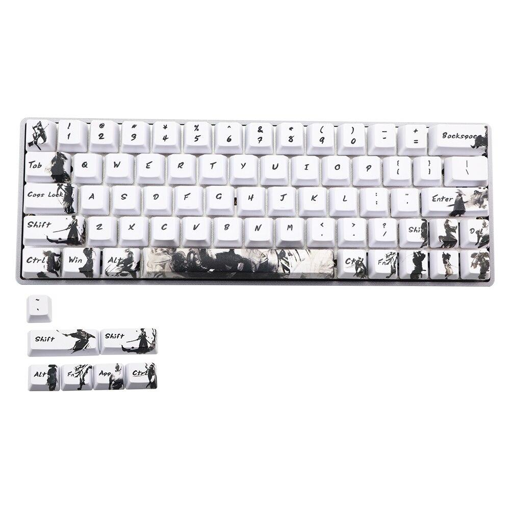 71 Keys Ninja Black & White Dye Sub PBT Keycap for Cherry MX