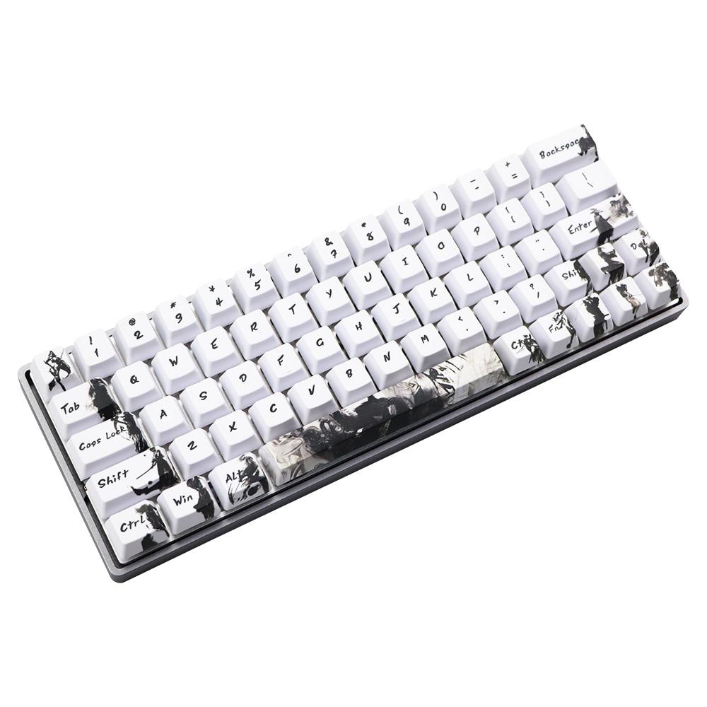 71 Keys Ninja Black & White Dye Sub PBT Keycap for Cherry MX