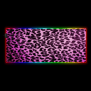 Pink Leopard Pattern Design RGB Desk Mat