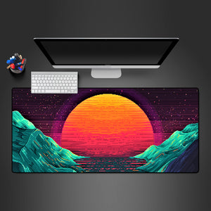 Pixel Wave Sun Design Gamer Mouse Pad