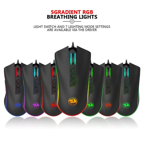 Redragon Cobra RGB Wired Gaming Mouse 10000 DPI, 9 Buttons - 7 RGB Modes