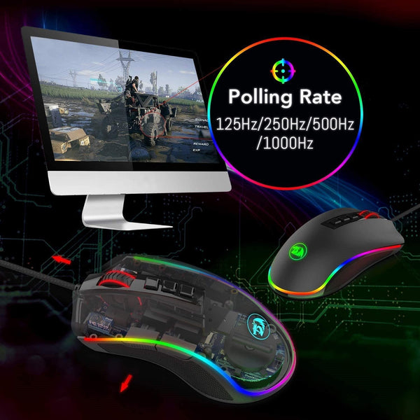 Redragon Cobra RGB Wired Gaming Mouse 10000 DPI, 9 Buttons - Adjustable Polling Rate