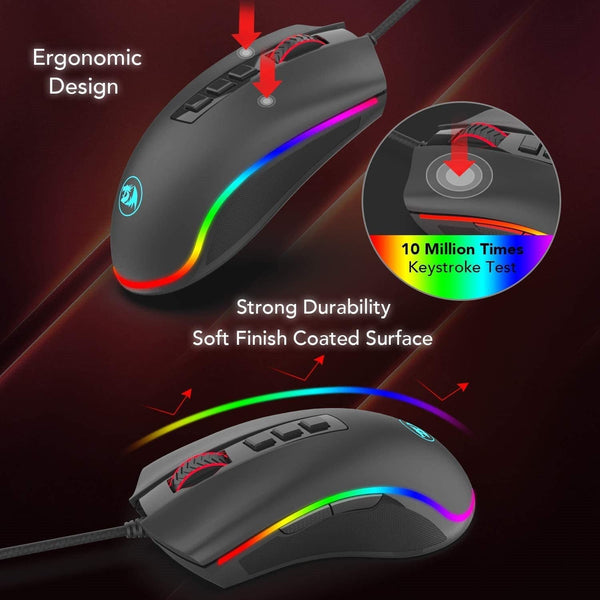 Redragon Cobra RGB Wired Gaming Mouse 10000 DPI, 9 Buttons - Ergonomic Design and Strong Durability