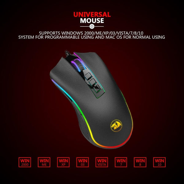 Redragon Cobra RGB Wired Gaming Mouse 10000 DPI, 9 Buttons - Universal Compatibility