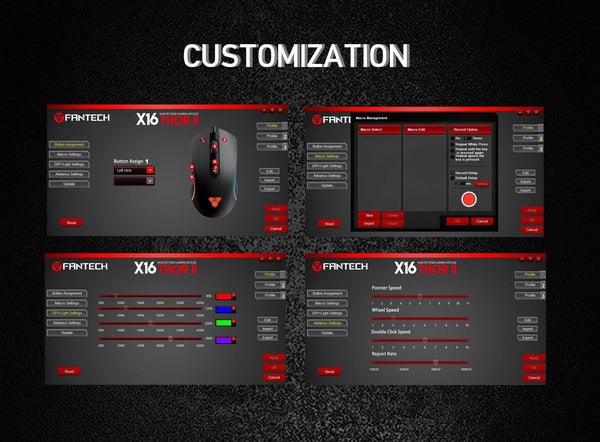 FANTECH Thor Wired RGB Gaming Mouse Pixart 3519 Sensor, 4200 DPI, 6 Button - Full Customization Through Software Utility