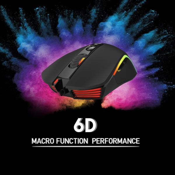 FANTECH Thor Wired RGB Gaming Mouse Pixart 3519 Sensor, 4200 DPI, 6 Button - Macro Controls