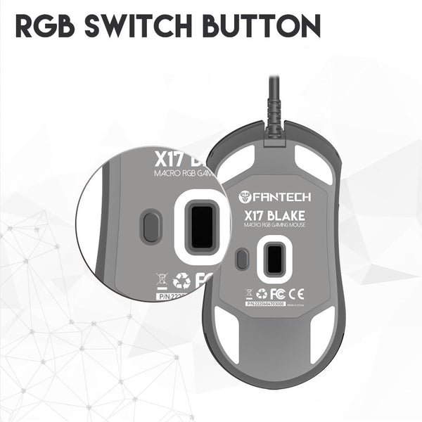 FANTECH Blake Wired RGB Gaming Mouse PWM3325 Sensor, 10000DPI, 7 Button - LED Mode Button