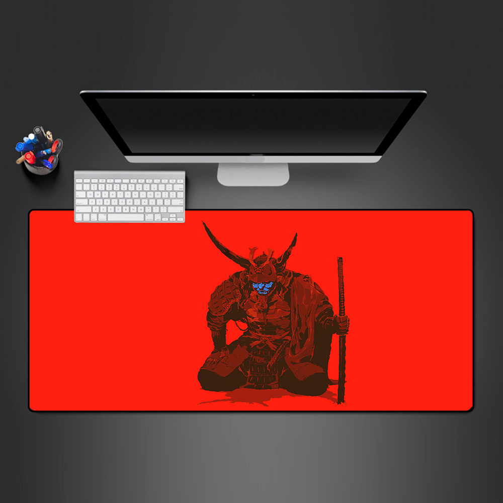 Samurai Red Design Gaming Mousepad, Computer Desk Mat